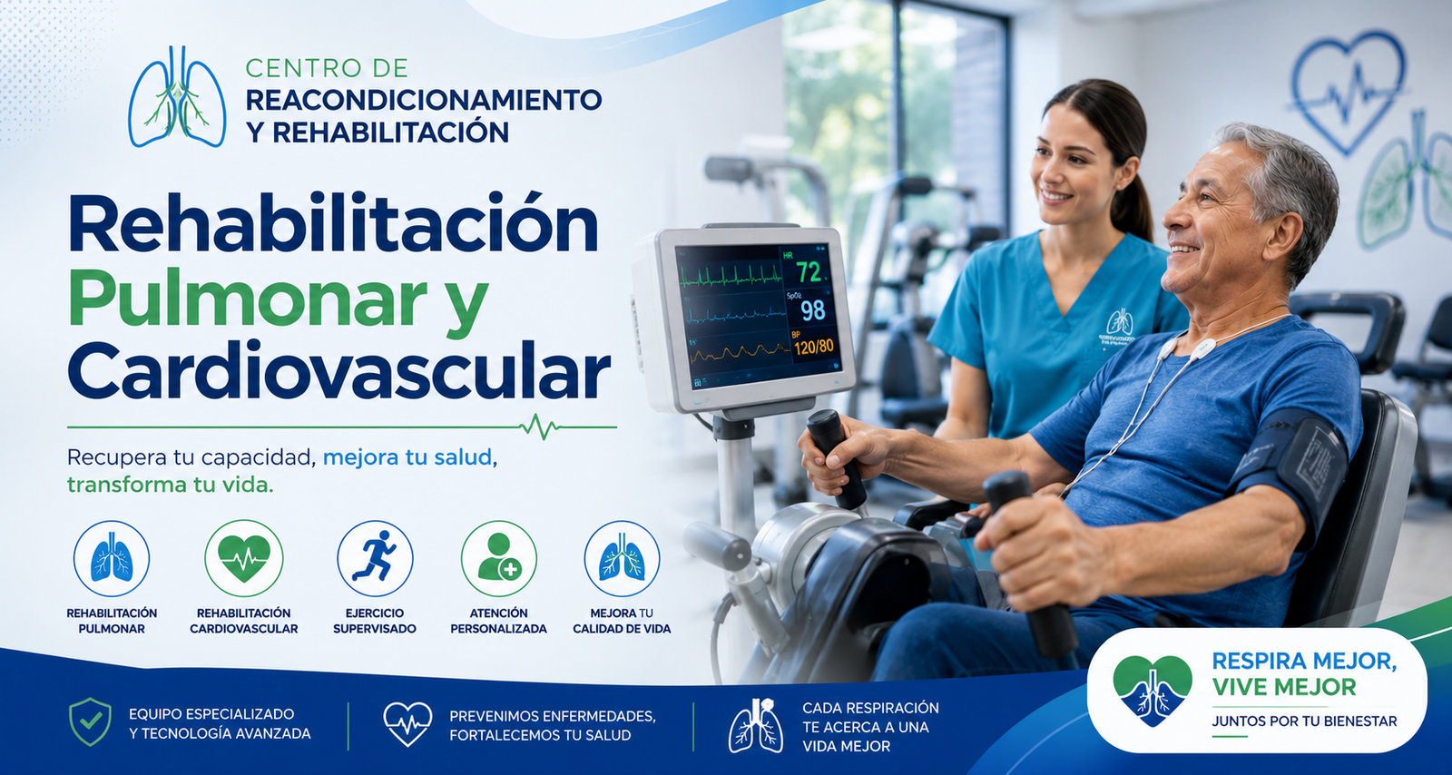 Rehabilitación pulmonar y cardiovascular con ejercicio supervisado